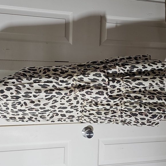 SEA LUSTER Leopard Print Women's layered Ruffel Dress Size S/M Cr/br Flowie. - Picture 6 of 10